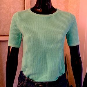 J Crew Spearmint Short Sleeve Waffle Knit T-Shirt Size Small